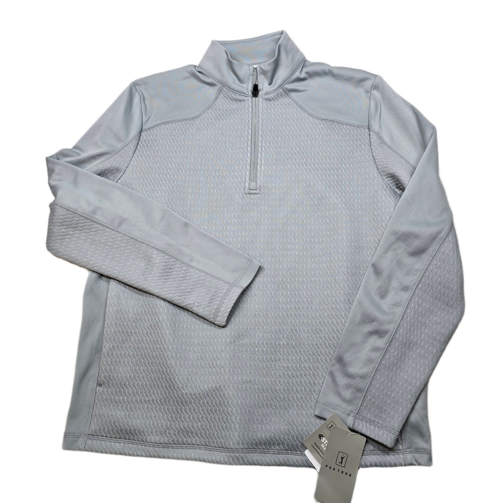 Pga Tour Golf Thermal Pullover Mens Small Gray 1/4 Zip Stretch Soft Warm New